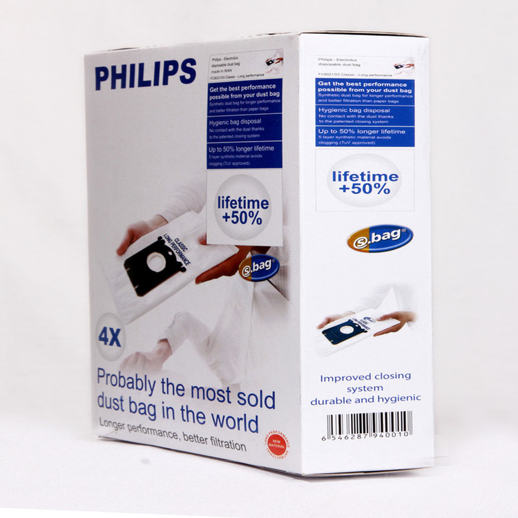پاکت جاروبرقی مدل P کد B- PHILIPS بسته 4 عددی مناسب برای جاروبرقی فیلیپس