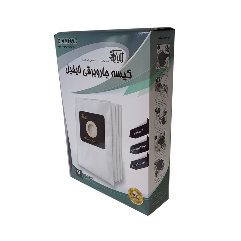 پاکت جاروبرقی لایفیل کد 403 بسته 5 عددی مناسب برای جاروبرقی دیاموند