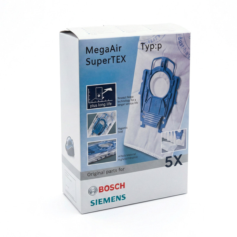 پاکت جاروبرقی مدل MegaAir SuperTEX مناسب برای جاروبرقی بوش و زیمنس تایپ P بسته 5 عددی