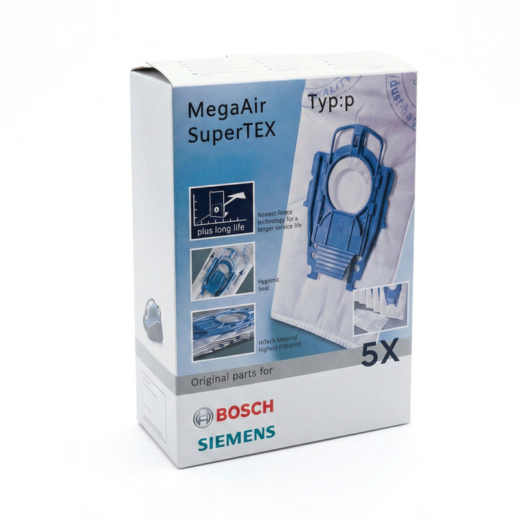 پاکت جاروبرقی مدل MegaAir SuperTEX مناسب برای جاروبرقی بوش و زیمنس تایپ P بسته 5 عددی