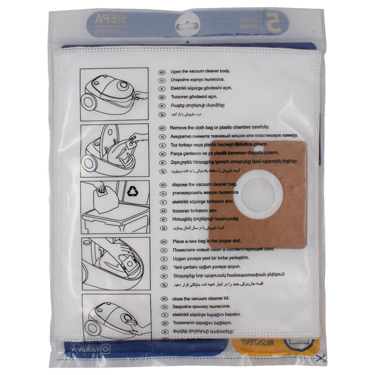 پاکت جاروبرقی رایکا مدل Raika Clean بسته 5 عددی مناسب جاروبرقی پاسا و دیاموند