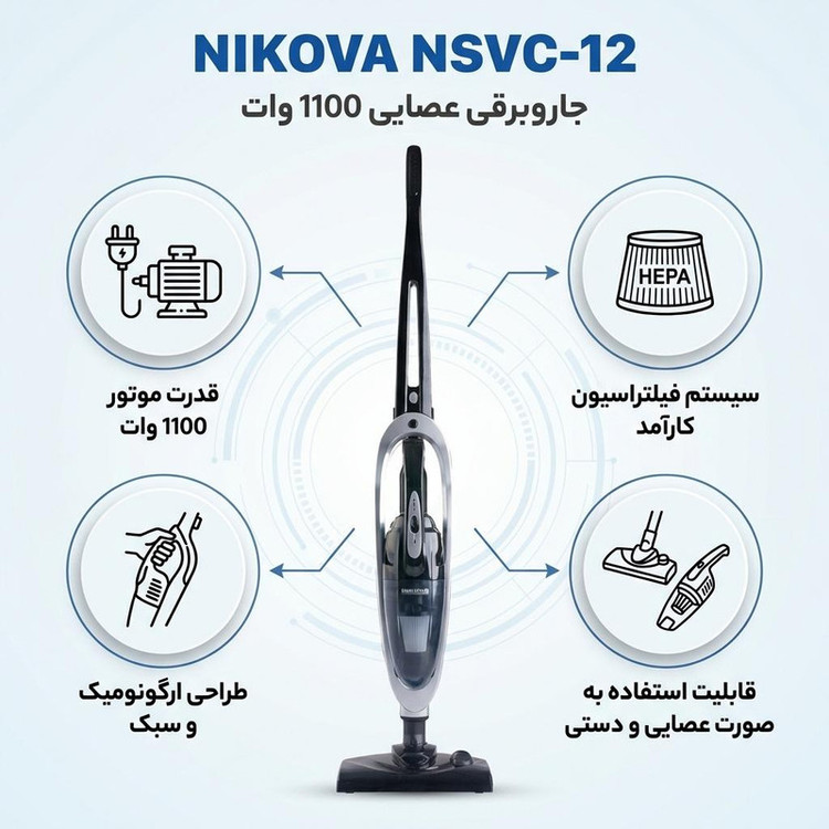 جاروبرقی 1100 وات نیکووا مدل NSVC-12