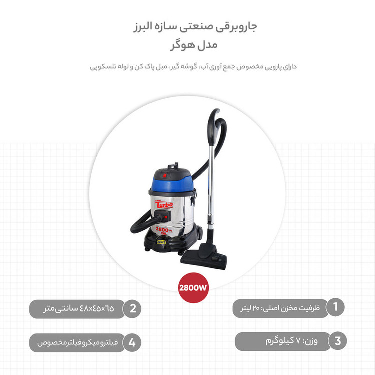 جاروبرقی صنعتی سازه البرز مدل هوگر