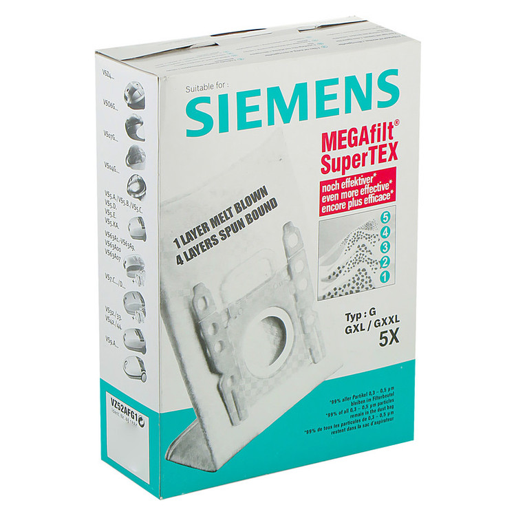 پاکت جاروبرقی سوپرتکس مدل M8268 مناسب جاروبرقی های بوش و زیمنس Type G /GXL/GXXLبسته 5 عددی